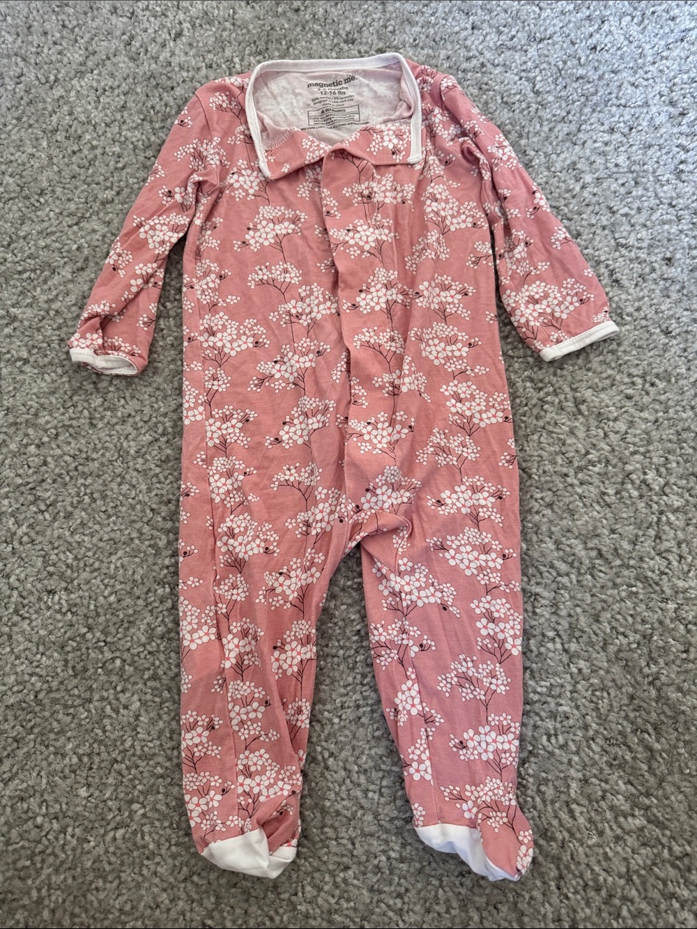 Magnetic Me - Pink Floral Footed One-Piece Pajamas